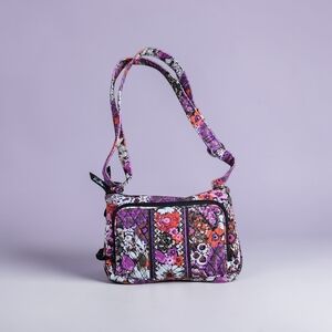 VERA BRADLEY Purple Floral Quilted Crossbody Bag With Built In Wallet